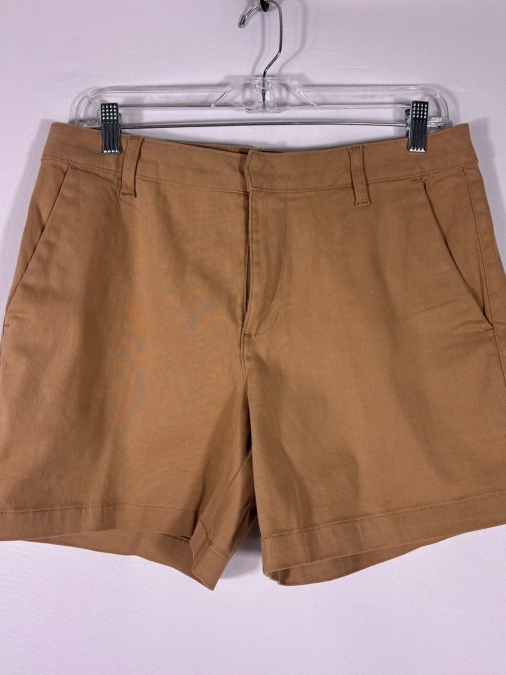 Banana Republic Khaki Shorts Tan Stretch Chino Classic Mid Rise Pockets Size 10